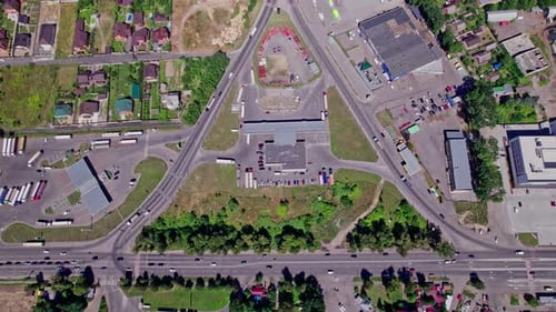 Traffic Crossing Busy Intersection at City