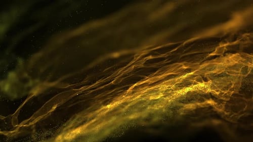 Abstract Golden Particle Flow and Fluid Nebula Animation