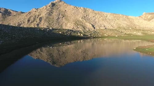 High Altitude Mountain Lake Topography in Morning