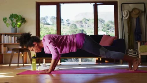 Woman Doing Yoga at Home
