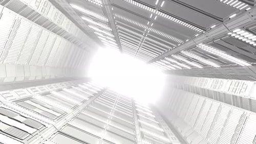 Futuristic Geometric Tunnel Flythrough with Bright Light Loop