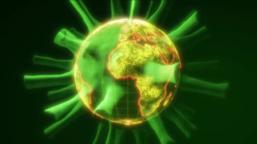 Digital Earth Globe Infected by Spreading Virus Animation
