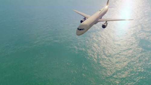 Air Plane Above The Ocean 2