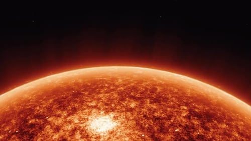 Dynamic Solar Plasma Surface with Burning Flares in Space