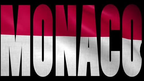 Monaco Flag Waving Text Loop Title Animation