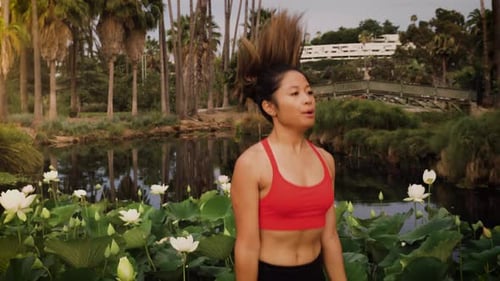 Woman working out in the park