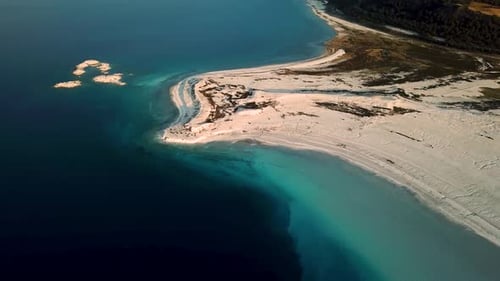 Turquoise waters and white mineral rich beach of Lake Salda, Burdur