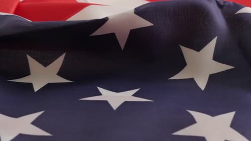 Waving American Flag Close Up in Daylight
