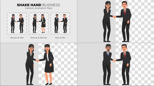 Cartoon Business Handshake Animation Pack