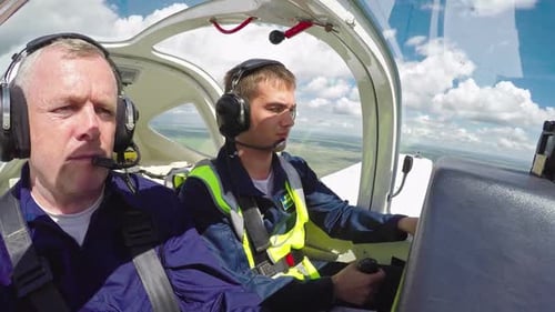 Student Pilot Confidently Flying Plane
