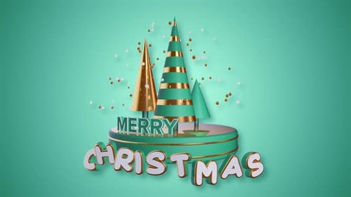 Merry Christmas animation 3D with Christmas trees on a seamless loop