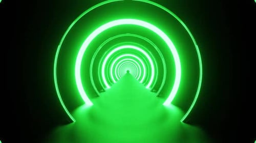 Neon Green Round Circle Tunnel Background Vj Loop HD