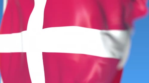 Danish Flag Waving Seamless Loop