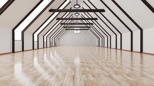 Minimalist 3D Attic Interior Design Fly-through Animation