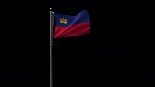 Liechtenstein Flag Waving on Flagpole