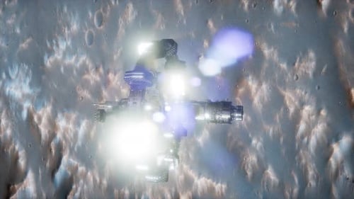 Vaisseau spatial Surveyor au-dessus de Mars