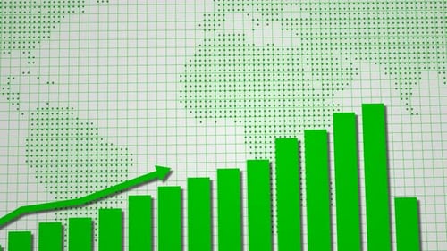 Animated Business Growth Chart with Rising Line and World Map