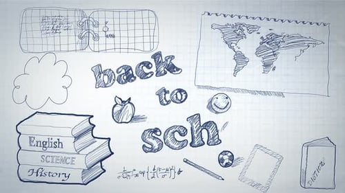 Zurück zur Schule Scribbling Animation