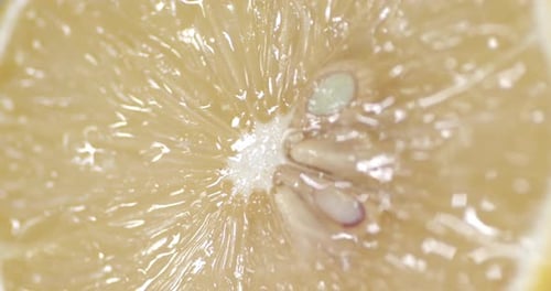Extreme Close Up of a Sliced Lemon