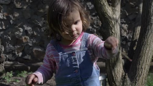 Schönes Mädchen, das mit einem Löwenzahn spielt, warme Sommerspaziergänge
