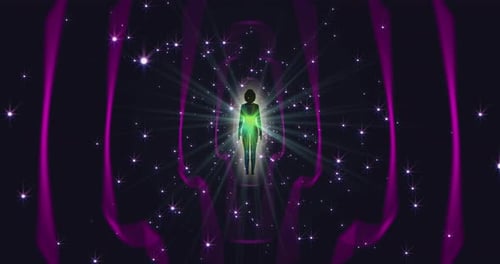 A Looped 3D Animation of the Enlightenment of the Multicolored Energy of the Human Aura Fields