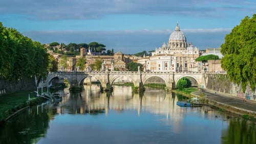 Time Lapse of Rome Skyline with St Peter Basilica