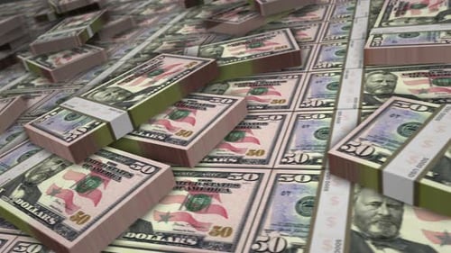 Loop de pacote de notas de dinheiro em dólar