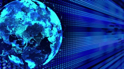 Futuristic Digital Earth Globe with Global Technology Network Connections