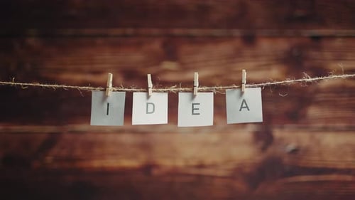 Cards Spelling Idea Hanging on String