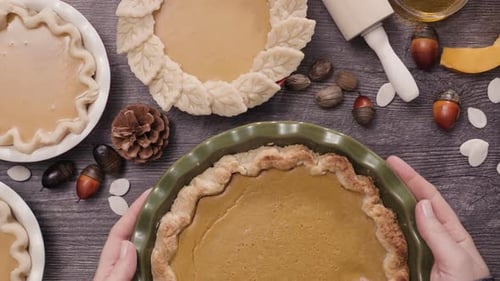 Pumpkin Pie Assortment for Thanksgiving, Overhead Shot