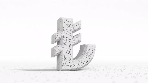Damaged Lira Sign Made of White Blocks
