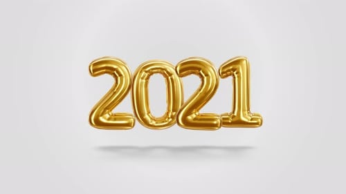 Animated Golden Balloon Numbers 2021 for New Year Celebration