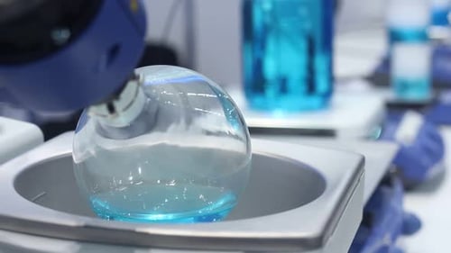 Close Up of Round Bottom Flask in Lab