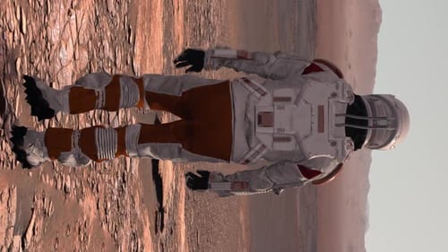 Astronaut Walking on Mars in Space Exploration
