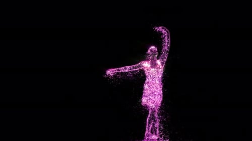 Abstract Glowing Particle Dancing Figure Animation