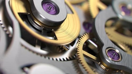 Luxury watch. Detailed, working mechanism closeup with stepwise animation. 4K HD