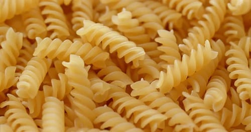 Uncooked Spiral Pasta Close Up
