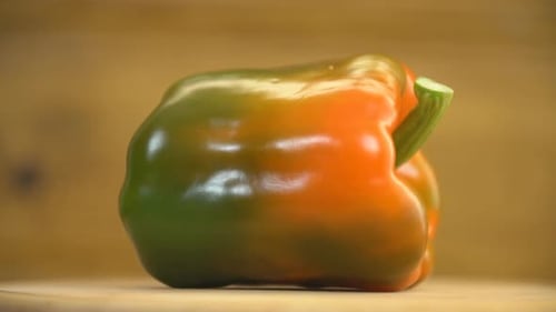 Green Pepper Spins on a Tray