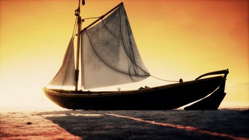 Bateau de pêche ou de pêcheur abandonné dans le désert