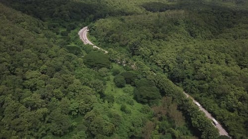 Aerial View Of Countryside Road Passing Through The Mountain Landscape 02