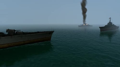Ships Fighting in the Ocean