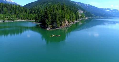 People kayaking in lake 4k
