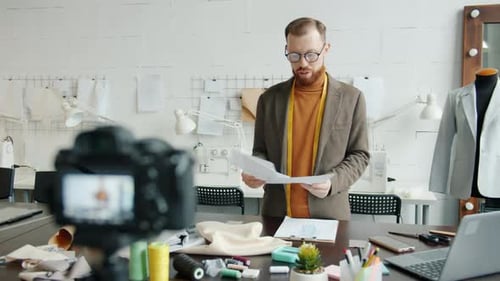 Fashion Designer Creating a Video in Studio