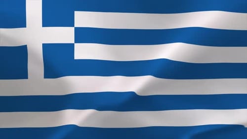 Greece Flag Waving Realistic Fabric Animation