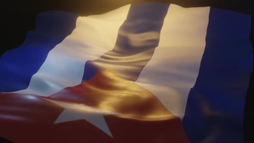Realistic Waving National Flag Animation Loop with Golden Lighting