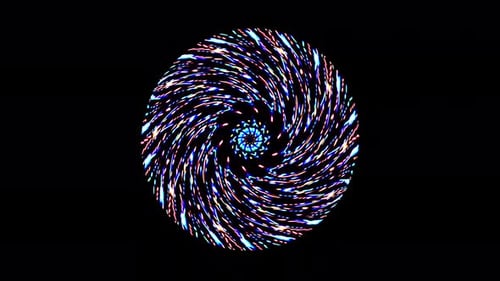animierte runde Form mehrfarbiger blinkender Lichter auf schwarzem Hintergrund