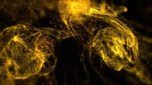 Abstract Swirling Golden Particles Fluid Animation Background