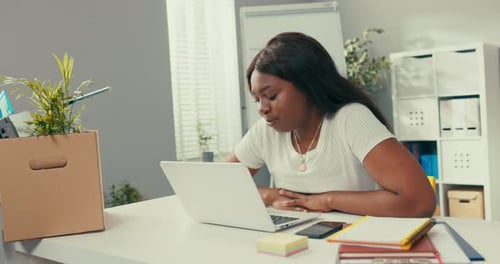 Longtime Employee of Company's Marketing Department Sits in New Office Got a Promotion Talks Via