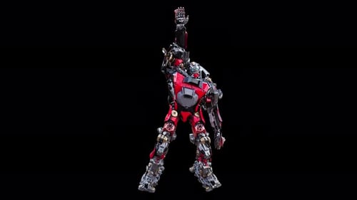 3D Animation of Red Robot Doing a Waving Dance