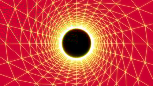 Abstract Glowing Geometric Grid Tunnel Loop Background